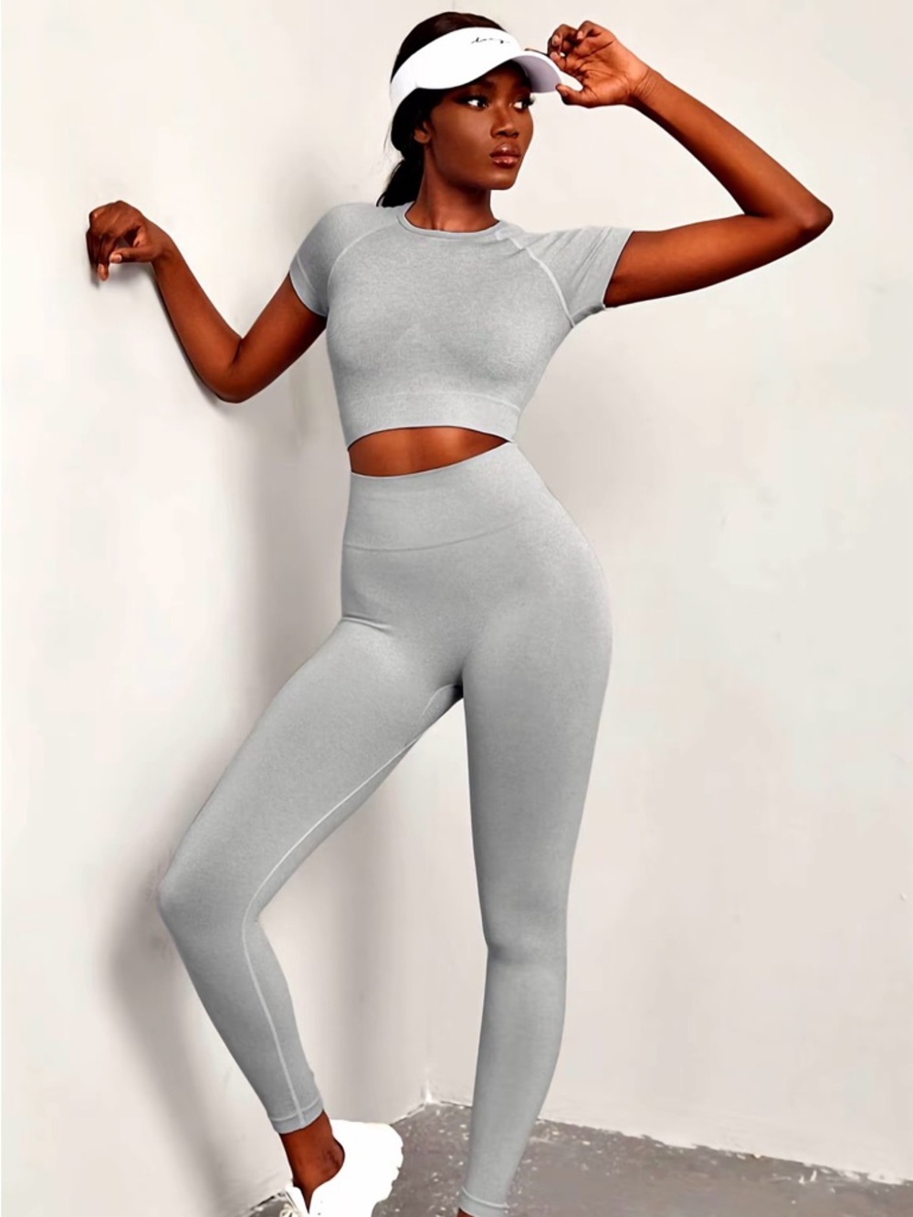 Neutral Lt Gray Matching Lounge Set ✨ Crop Top & High Waist Leggings